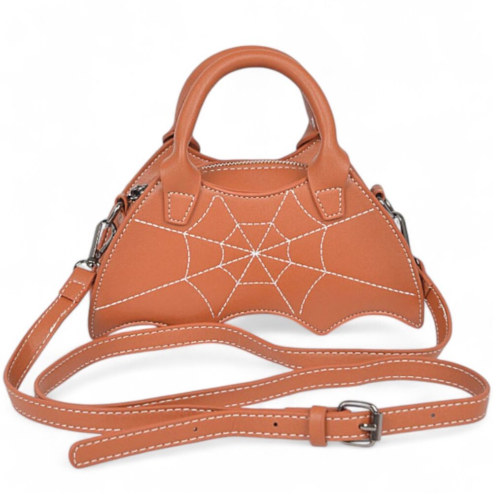 BNWT Iconic Spider Patent Stitching Bat Shape Top Handle Novelty Bag